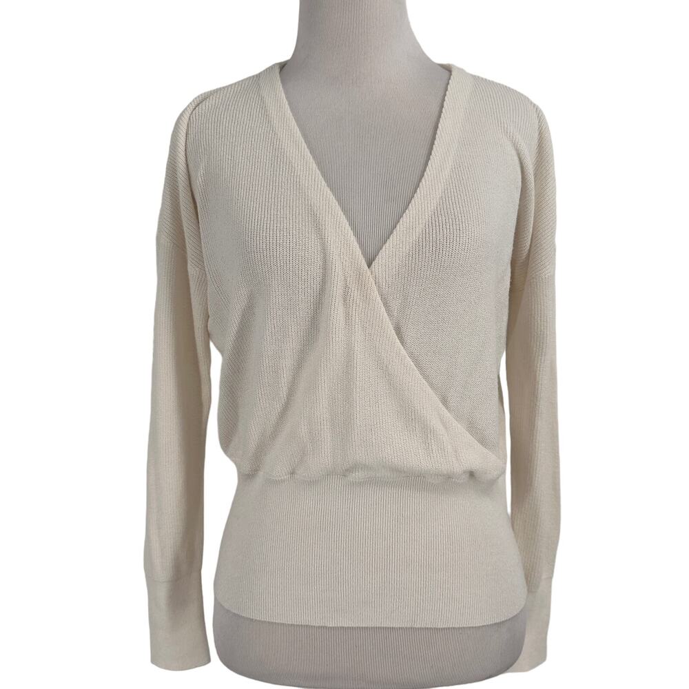 L’Agence Blair Crossover Wrap White Long Sleeve Sweater Size X-Small